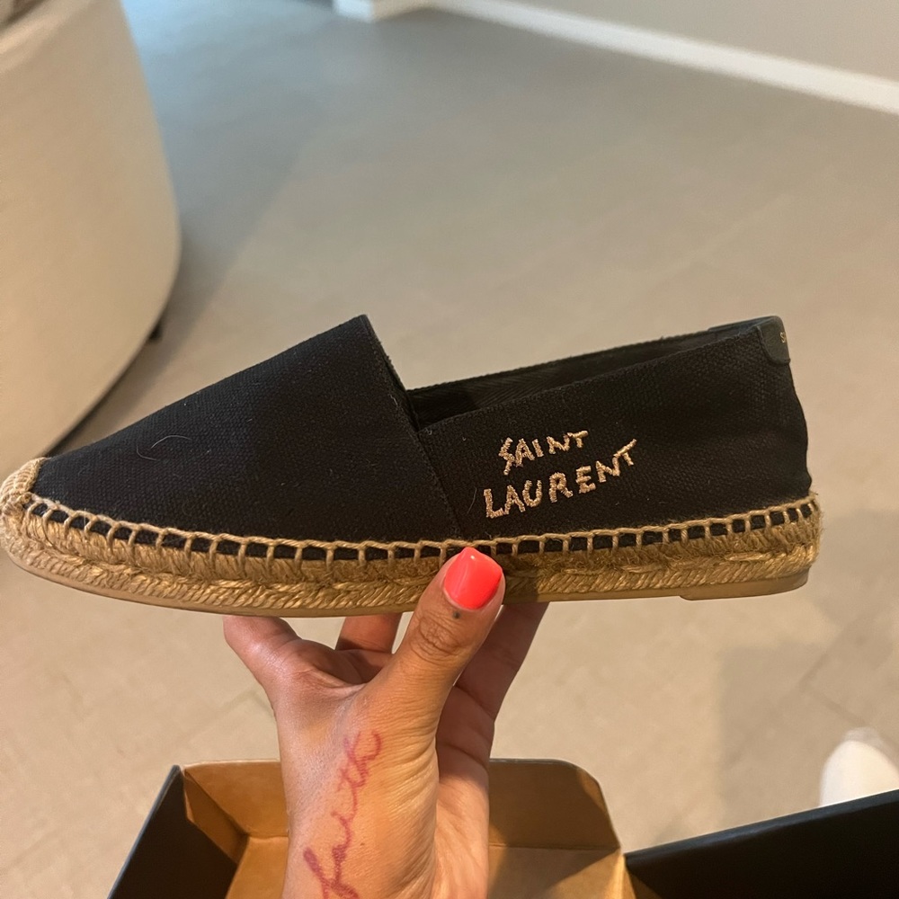 Saint Laurent Signature Canvas Flat Espadrilles